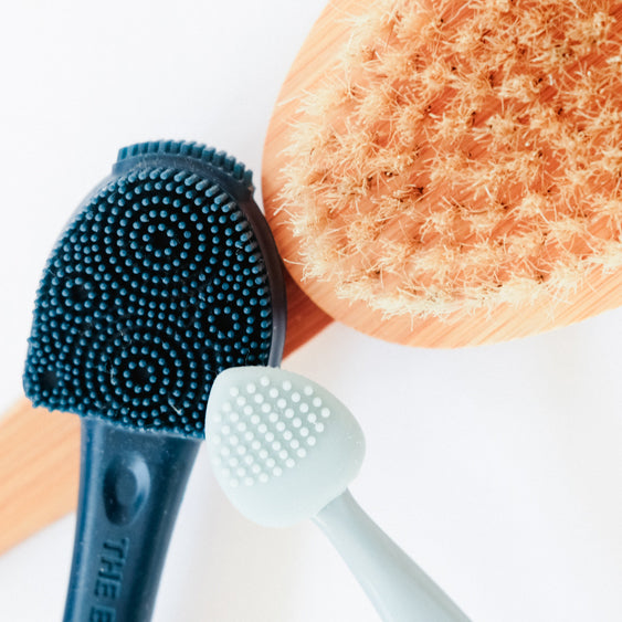 Ultimate Glow Brush Bundle: Facial Cleansing Brush, Lip Brush & Massager, and Natural Bristle Dry Brush