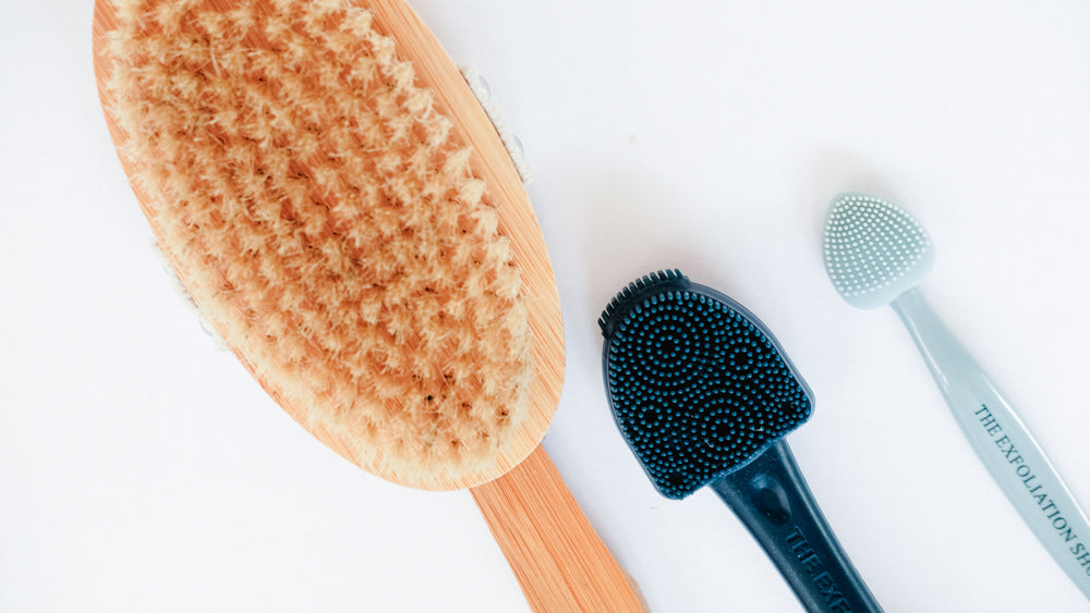 Ultimate Glow Brush Bundle: Facial Cleansing Brush, Lip Brush & Massager, and Natural Bristle Dry Brush